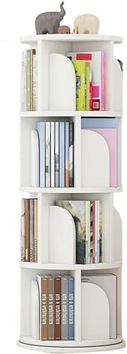 NADYE Bücherregal, kreativ, 4 Etagen, 360° drehbar, weißes Bücherregal, Aufbewahrung, Präsentationsständer, bodenstehende Regale (White 50 * 129cm) von NADYE