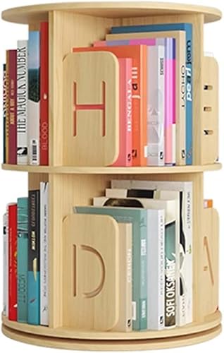 NADYE Bücherregal Bücherregal Mehrstufiges Bücherregal 360° drehbar, rundes, bodenstehendes Lagerregal aus Massivholz (44 * 68cm) von NADYE
