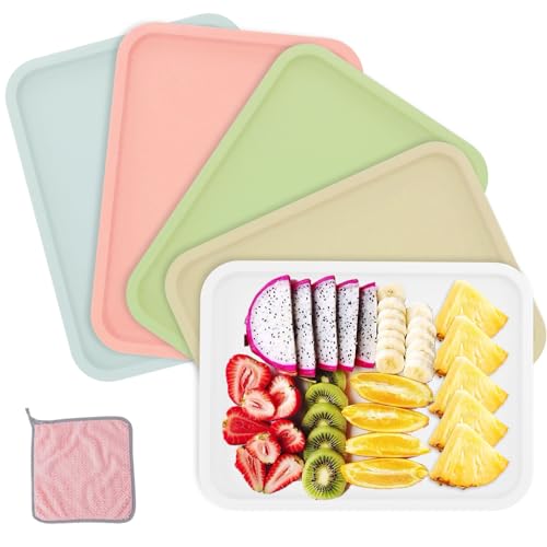 Kunststoff Serviertablett, 5 St¨¹ck Klein 30.5 * 23cm Serviertabletts, Rechteckig Kunststoff Tablett, Servierplatten Fast Food Tablett f¨¹r K¨¹Che Esszimmer Restaurant Schule CAF¨¦ (5 Farben) von NAEBRO
