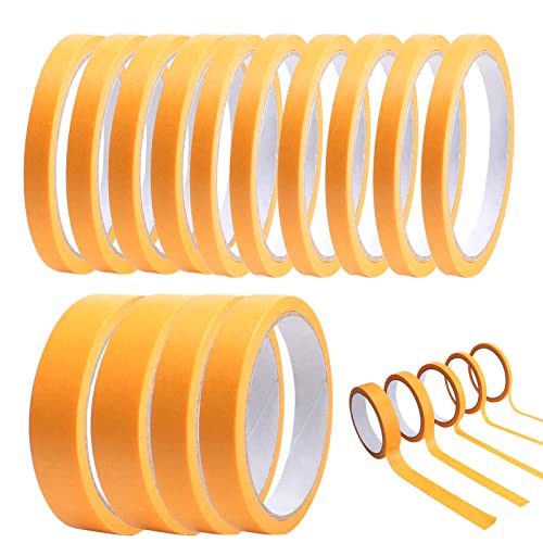 NAEBRO 15 Roll Kreppband Malerkrepp 6/8/10/15/20mm x 20m Orange Klebeband Malerband zum Streichen, Wasserdichte Selbstklebende Masking Tape für Autolack Malerarbeiten Heimwerker Basteln von NAEBRO