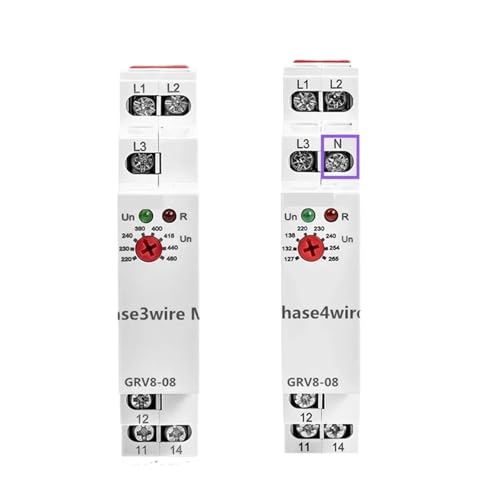 1pcs 3 Phase Voltage Protection Relay Phase Sequence Phase Failure Protection Relay 8A 10A 1SPDT 2SPDT(GRV8-04D,M460 3Phase3Wire) von NAETCVMM