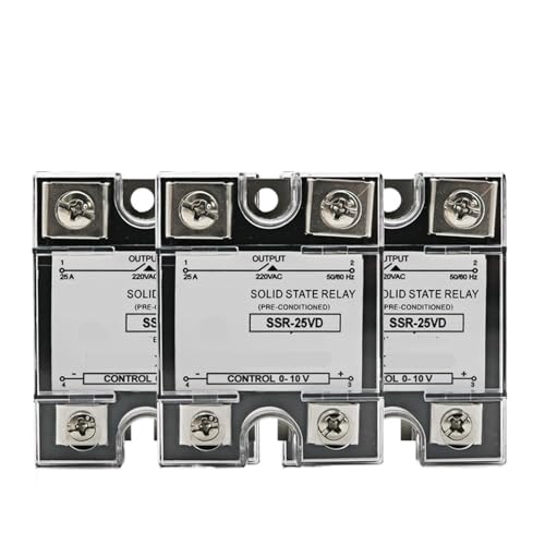 1pcs SSR-10VD SSR-40VD SSR 25A 80A 100A Single Phase Solid State Relay Voltage Regulator Module Input 0-10V Output 220VAC Radiator(10A) von NAETCVMM