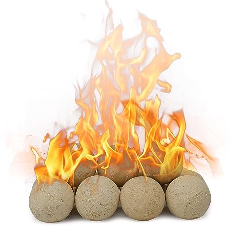 Runde Feuersteine, Keramik-Feuerkugel-Set für Innen- und Außenbereich, Feuerschale oder Kaminzubehör, Gelb, 15 Stück von NAHARO