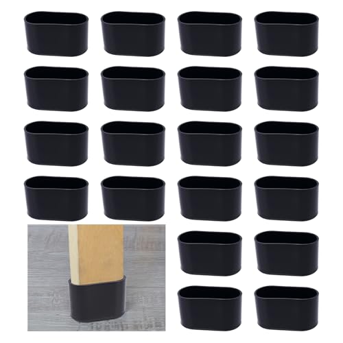 NAHUAA 20 Stück Stuhlbeinkappen Oval 25x50 mm Stuhlbeinschoner Oval Schräg Fußkappen für Gartenstühle Schwarz Stuhlbeinkappen Outdoor für Ovalrohre Rohrkappen, aus Polyvinylchlorid(PVC) für Garten von NAHUAA