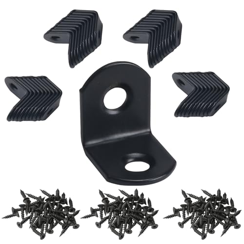 NAHUAA 40 Stück Edelstahl Winkel 20x20 mm Winkelverbinder Schwarz Metallwinkel 90 Grad Möbelwinkel L-Form Eckwinkel Winkel Klammern für Bücherregal Tabelle Stuhl, mit 80 Schrauben von NAHUAA
