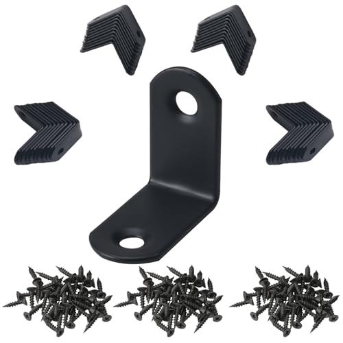 NAHUAA 40 Stück Edelstahl Winkel 30x30 mm Winkelverbinder Schwarz Metallwinkel 90 Grad Möbelwinkel L-Form Eckwinkel Winkel Klammern für Bücherregal Tabelle Stuhl, mit 80 Schrauben von NAHUAA