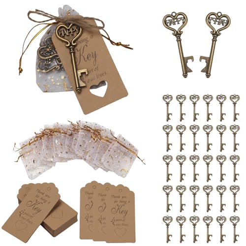 NAHUAA Schlüssel Flaschenöffner Hochzeit 30 Stück Gastgeschenke Hochzeit Schlüssel Deko mit Organzasäckchen Geschenkanhänger Geschenk für Taufe Kommunion Konfirmation Partyzubehör NAHUAA Schlüssel Flaschenöffner Hochzeit 30 Stück Gastgeschenke Hochzeit Schlüssel Deko mit Organzasäckchen Geschenkanhänger Geschenk für Taufe Kommunion Konfirmation Partyzubehör von NAHUAA