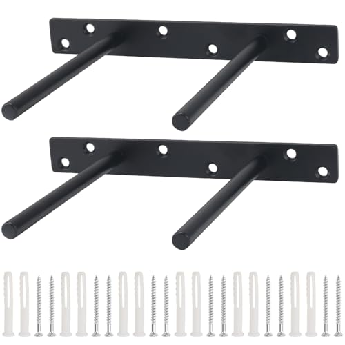NAHUAA Tablarträger 200 mm Regalhalterung Unsichtbar Regalträger Unsichtbar Schwerlast mit Schrauben 2 Stück Schwebende Regalhalterung für Schwebende floating shelf, Schwarz, Tragkraft 30 kg von NAHUAA