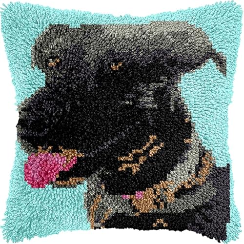 Knüpfteppich Zum Selber Knüpf-Sets Mit Kissen Knüpfen-Set,Kissenbezug-Set Für Erwachsene Und Kinder Latch Hook Kit Heimaccessoire Tier Hund 43X43Cm Knüpfteppich Zum Selber Knüpf-Sets Mit Kissen Knüpfen-Set,Kissenbezug-Set Für Erwachsene Und Kinder Latch Hook Kit Heimaccessoire Tier Hund 43X43Cm von NAHUIGOOD
