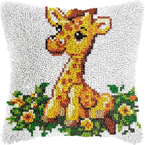 Latch Hook Kissen Kit, Tier Knüpfkissen Set Für Anfänger Erwachsene Oder Kinder Zum Selber Knüpfen,Diy Knüpfteppich Knüpfpackung, Knüpfhaken Set Hirsch In Den Blumen 43X43Cm Latch Hook Kissen Kit, Tier Knüpfkissen Set Für Anfänger Erwachsene Oder Kinder Zum Selber Knüpfen,Diy Knüpfteppich Knüpfpackung, Knüpfhaken Set Hirsch In Den Blumen 43X43Cm von NAHUIGOOD