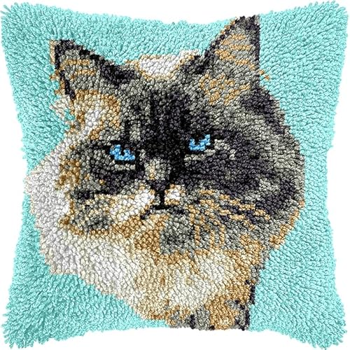Latch Hook Kissen Kit, Tier Knüpfkissen Set Für Anfänger Erwachsene Oder Kinder Zum Selber Knüpfen,Diy Knüpfteppich Knüpfpackung, Knüpfhaken Set Tier Katze 43X43Cm Latch Hook Kissen Kit, Tier Knüpfkissen Set Für Anfänger Erwachsene Oder Kinder Zum Selber Knüpfen,Diy Knüpfteppich Knüpfpackung, Knüpfhaken Set Tier Katze 43X43Cm von NAHUIGOOD