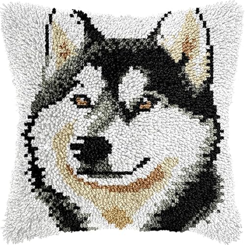 NAHUIGOOD Knüpfkissen Zum Selber Knüpfen Knüpfen Set Knüpfteppiche Set 3D Handgemachte Geschenke Knüpfteppich Für Kinder Und Erwachsene Knüpfset Shiba Inu 43X43Cm von NAHUIGOOD