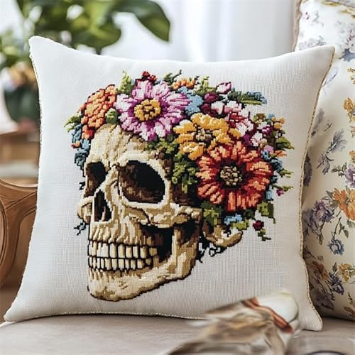 NAHUIGOOD Kreuzstich Kissen Vorgedruckt, Schädel 45X45Cm 11Ct Stickset Für Kreuzstichkissen,Stickset Anfänger Diy Kreuzstichkissen Zum Dekorieren Handstickerei Kissenbezug Set NAHUIGOOD Kreuzstich Kissen Vorgedruckt, Schädel 45X45Cm 11Ct Stickset Für Kreuzstichkissen,Stickset Anfänger Diy Kreuzstichkissen Zum Dekorieren Handstickerei Kissenbezug Set von NAHUIGOOD
