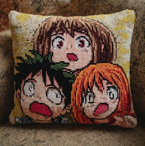 NAHUIGOOD Kreuzstich Stickpackungen Kissen Front Zum Selbersticken Mit Lustige Ausdrücke 45X45Cm Stickbild Auf 100% Baumwoll Stoff Und Stickgarn, Stickvorlagen von NAHUIGOOD