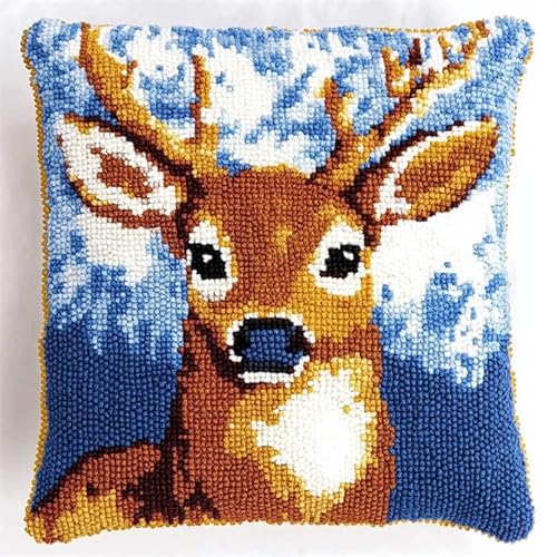 NAHUIGOOD Kreuzstich Stickpackungen Kissen Front Zum Selbersticken Mit Tier Hirsch 45X45Cm Stickbild Auf 100% Baumwoll Stoff Und Stickgarn, Stickvorlagen NAHUIGOOD Kreuzstich Stickpackungen Kissen Front Zum Selbersticken Mit Tier Hirsch 45X45Cm Stickbild Auf 100% Baumwoll Stoff Und Stickgarn, Stickvorlagen von NAHUIGOOD