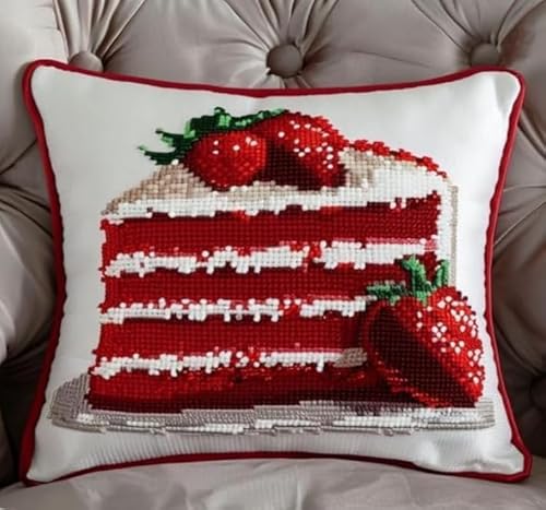 NAHUIGOOD Kreuzstichkissen Stickbildroter Samtkuchen 45X45Cm Vorgezeichnet Kreuzstichpackung Kissen Front Zum Selbersticken Mit Stickbild Auf 100% Baumwoll Stoff Und Stickgarn NAHUIGOOD Kreuzstichkissen Stickbildroter Samtkuchen 45X45Cm Vorgezeichnet Kreuzstichpackung Kissen Front Zum Selbersticken Mit Stickbild Auf 100% Baumwoll Stoff Und Stickgarn von NAHUIGOOD