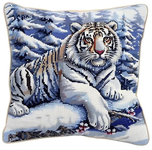 NAHUIGOOD Stick Kit Diy Kissen Kit Kissen Cover Bastelset Schneetiger 45X45Cm Diy Kissenbezug Für Erwachsene Anfänger, Handnäh Stickset Mit Blumenmustern NAHUIGOOD Stick Kit Diy Kissen Kit Kissen Cover Bastelset Schneetiger 45X45Cm Diy Kissenbezug Für Erwachsene Anfänger, Handnäh Stickset Mit Blumenmustern von NAHUIGOOD