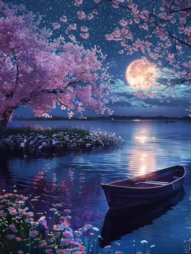 NAHUIGOOD Kreuzstich Starter Set, Kirschblüten und Boot, 40x50cm, Traditionell, Erwachsene NAHUIGOOD Kreuzstich Starter Set, Kirschblüten und Boot, 40x50cm, Traditionell, Erwachsene von NAHUIGOOD