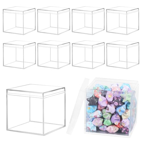 NAIKUDAGE 10 Stück Acrylbox, 5,5x5,5x5,5cm Geschenkbox Durchsichtig, Würfel Durchsichtige Box, Transparente Acrylbox mit Deckel für Schmuck, Vitrine, Aufbewahrung und Süßigkeiten Verpackung von NAIKUDAGE