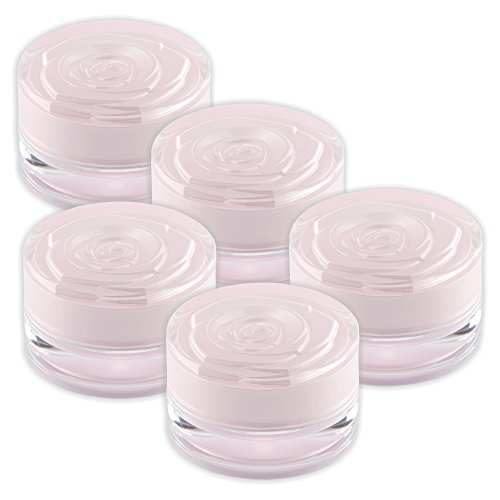 5er Set Designer Geltiegel rosa rose pink mit Rosenmuster - 15ml Leertiegel - Leerdose mit Abdichtscheibe von NAILFUN