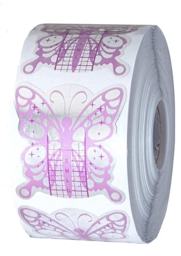 Nailfun Nageschablonen 500 Stück selbstklebende Nailart Gel- Acryl- Modellier- Schablonen Butterfly silver purple von NAILFUN