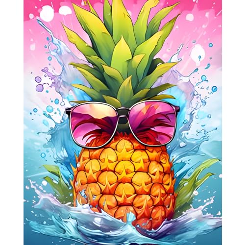 NAIMOER Ananas Diamond Painting Erwachsene, Diamant Painting Bilder Ananas Diamond Painting Set Erwachsene Obst Diamond Painting Kinder 5D Diamant Malerei für Home Wand Décor(30x40cm) von NAIMOER