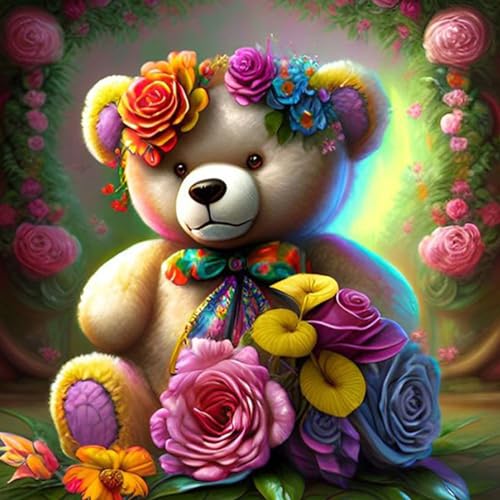 NAIMOER Bär Diamond Painting Erwachsene, Diamant Painting Bilder Tiere Diamond Painting Erwachsene Spielzeug Diamond Painting Kinder 5D Diamant Malerei für Home Décor(30x30cm) von NAIMOER