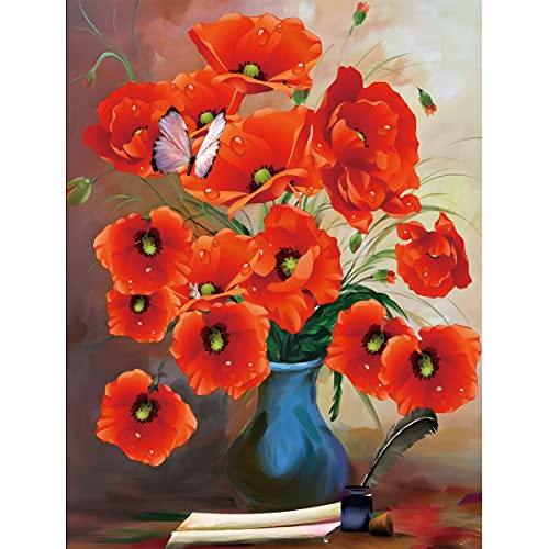 NAIMOER Diamond Painting 5D Diamant Painting Bilder Blumen Diamant Malerei 5D Diamond Painting Erwachsene Blumen Full Diamond Painring Set Blumen Strass Stickerei Kreuzstich 30x40cm von NAIMOER