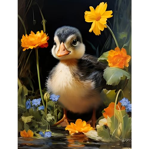 NAIMOER Enten Diamond Painting Erwachsene, Blumen Diamant Painting Bilder, Diamond Painting Set Erwachsene Tiere Diamond Painting Kinder 5D Diamant Malerei für Home Wand Décor(30x40cm) von NAIMOER