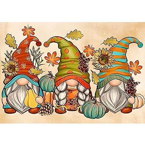 NAIMOER Gnome Diamond Painting Erwachsene, 5D Herbst Diamant Painting Bilder Erwachsene, DIY Blumen Gnomes Diamond Painting Thanksgiving Diamant Malerei Kinder Set für Home Dekor 30x40cm von NAIMOER