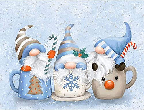 NAIMOER Gnomes Diamond Painting Kits für Erwachsene, 5D Zwerg in Cup Diamant Painting Weihnachten Erwachsene, DIY 5D Diamond Painting Bilder Weihnachten Gnomes Diamant Malerei Set 40x30cm von NAIMOER