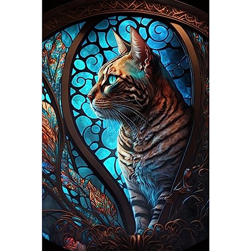 NAIMOER Kat Diamond Painting Kits für Erwachsene Kinder, 5D Diamant Painting Tiere Bilder Erwachsene, Diamond Painting Kat Bilder Kinder Malerei Set für Home Dekor 30x40cm von NAIMOER