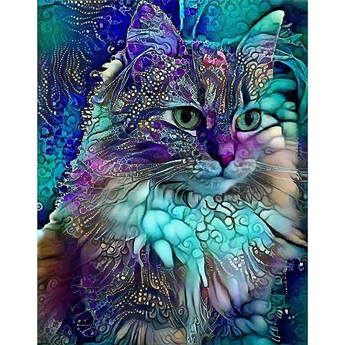 NAIMOER Kat Diamond Painting Tiere Diamant Painting Bilder, Diamond Painting Erwachsene Diamond Painting Bilder Kat 5D Diamant Malerei für Home Wand Décor(30x40cm) von NAIMOER