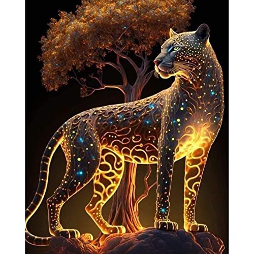 NAIMOER Leopard Diamond Painting, 5D Diamant Painting Leopard Erwachsene, DIY Tiere Diamond Painting Bilder Diamant Malerei Set 30x40cm für Wanddekoration von NAIMOER