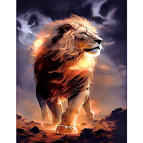 NAIMOER Löwe Diamond Painting Kits für Erwachsene Kinder, 5D Diamant Painting Löwe Bilder Erwachsene, Diamond Painting Tiere Bilder Kinder Malerei Set für Home Dekor 30x40cm von NAIMOER