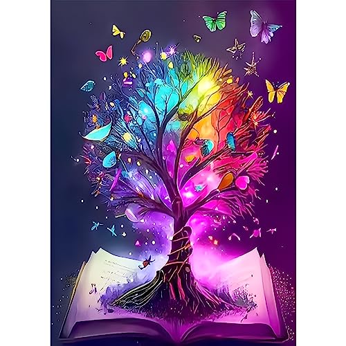 NAIMOER Tree of Life Diamond Painting Kits für Erwachsene Kinder, 5D Diamant Painting Bilder Zauberbuch Erwachsene, DIY 5D Diamond Painting Baum Diamant Malerei Set für Home Dekor 30x40cm von NAIMOER