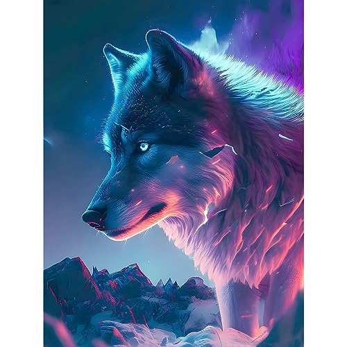 NAIMOER Wolf Diamond Painting Erwachsene, 5D Wolf Diamant Painting Bilder Erwachsene, DIY Wolf Diamond Painting Bilder Tiere Diamant Malerei Kinder Set für Home Dekor 30x40cm von NAIMOER