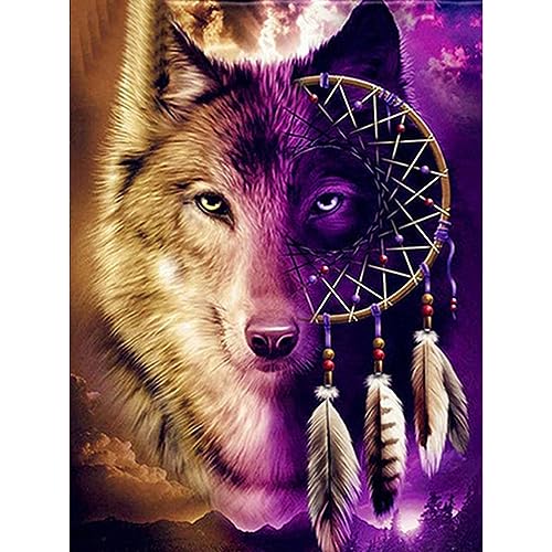 NAIMOER Wolf Diamond Painting Tiere Diamant Painting Bilder, Diamond Painting Erwachsene Diamond Painting Bilder Diamant Bilder Kinder 5D Diamant Malerei für Home Wand Décor(30x40cm) von NAIMOER