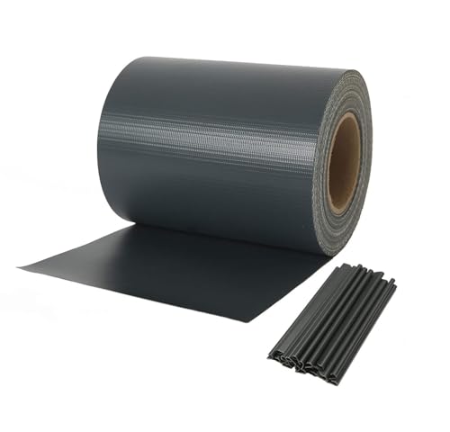 NAIMORUI PVC Sichtschutzfolie Sichtschutzstreifen Garten Sichtschutz Zaun Inkl. 30 x Befestigungsclips 450g/m² - Doppelstabmatten für Gartenzaun - (19cm*50m Anthrazit) von NAIMORUI