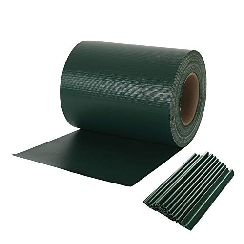 NAIMORUI Sichtschutzfolie Sichtschutzstreifen Garten Sichtschutz Zaun Inkl. 20 Befestigungsclips 450g/m² - Doppelstabmatten für Gartenzaun，Balkon 19cm*35m Grün von NAIMORUI