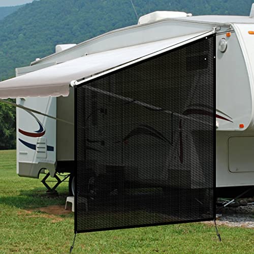 NAIMORUI Wohnmobil-Markisen-Seitenschatten, 2,9 x 2,1 m, Seitenschatten, Wohnmobil-Sonnenschutz, Schwarz von NAIMORUI