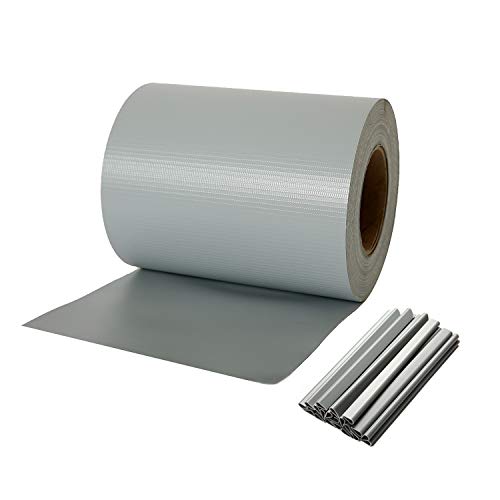 Naimorui PVC Sichtschutzfolie Sichtschutzstreifen Garten Sichtschutz Zaun Inkl. 20 x Befestigungsclips 450g/m² - Doppelstabmatten für Gartenzaun - (19cm*35m Grau) von NAIMORUI