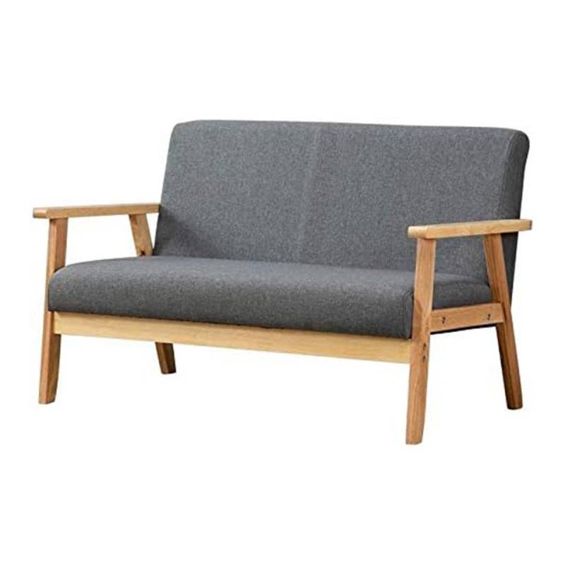 NAIMP 2-Sitzer Modern Sessel Holz und Leinenstoff für Wohnzimmer Schlafzimmer von NAIMP