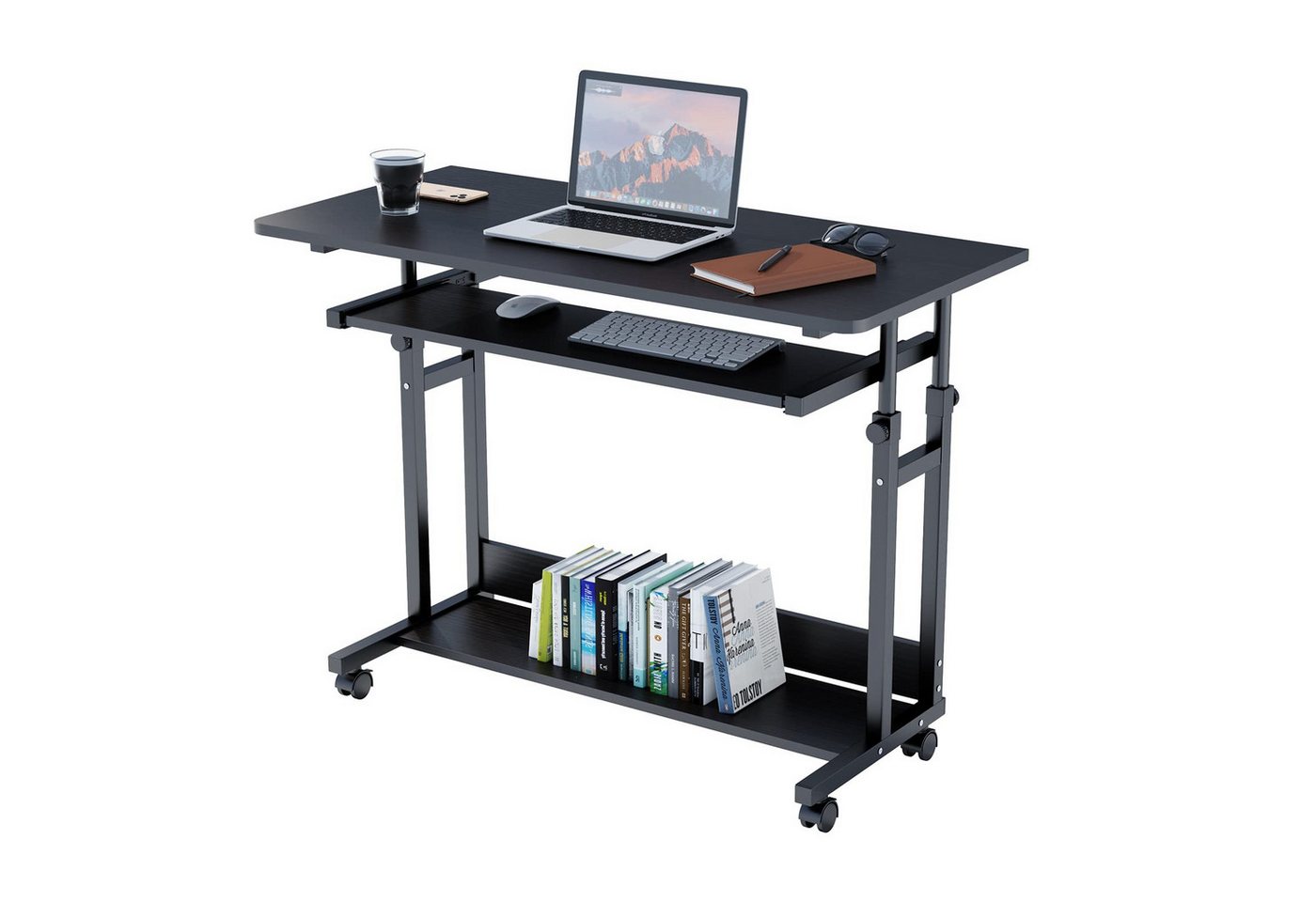 NAIMP Computertisch Schreibtisch höhenverstellbar Beistelltisch mit Rollen NAIMP Computertisch Schreibtisch höhenverstellbar Beistelltisch mit Rollen von NAIMP