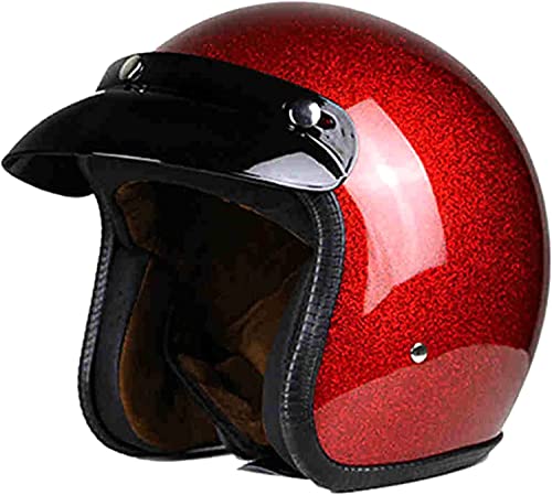 NAIQIALUO Retro Motorrad 3/4 Jethelm mit Visier Vintage Leichter Halbhelm für Erwachsene für Männer Frauen Scooter ATV Cruiser Helm DOT/ECE-geprüft D,S(55-56cm) von NAIQIALUO