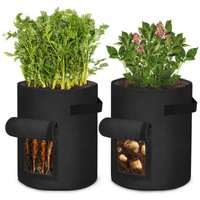 2 Stück Gartenabfallsäcke Kartoffelsack Pflanzsack Pflanzbeutel Pflanztopf für Kartoffeln, Blumen, Pflanzen, Gemüse (10 Gallonen, Schwarz) Naizy von NAIZY