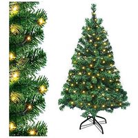 210cm Weihnachtsbaum mit Beleuchtung Künstlicher Weihnachtsbaum PVC mit 350 LED Lichterkette Christbaum, mit Stativ und Schnellaufbau Klappsystem von NAIZY