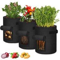 3 Stück Gartenabfallsäcke Kartoffelsack Pflanzsack Pflanzbeutel Pflanztopf für Kartoffeln, Blumen, Pflanzen, Gemüse (10 Gallonen, Schwarz) Naizy von NAIZY