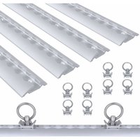 4 x 1m Airlineschiene Set Aluschiene mit 10 Zurrösen, Kederschiene Set inkl. M6 Bohrungen, Schraubfitting Airlineschiene Ladungssicherung für LKWs von NAIZY