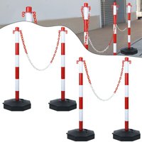 Absperrpfosten 4 pcs Kunststoff Poller mit 140cm Absperrkette & PE Basis Pfosten PP Absperrung 82cm Leitpfosten Flexibel Leitkegel Rot+Weiß NAIZY von NAIZY